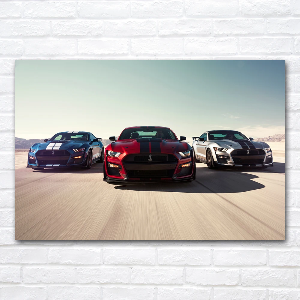 Sports Cars Mustang Shelby GT500 Canvas Poster For Home Decor Custom Personalized Printing Painting Wall Art Picture No Frame