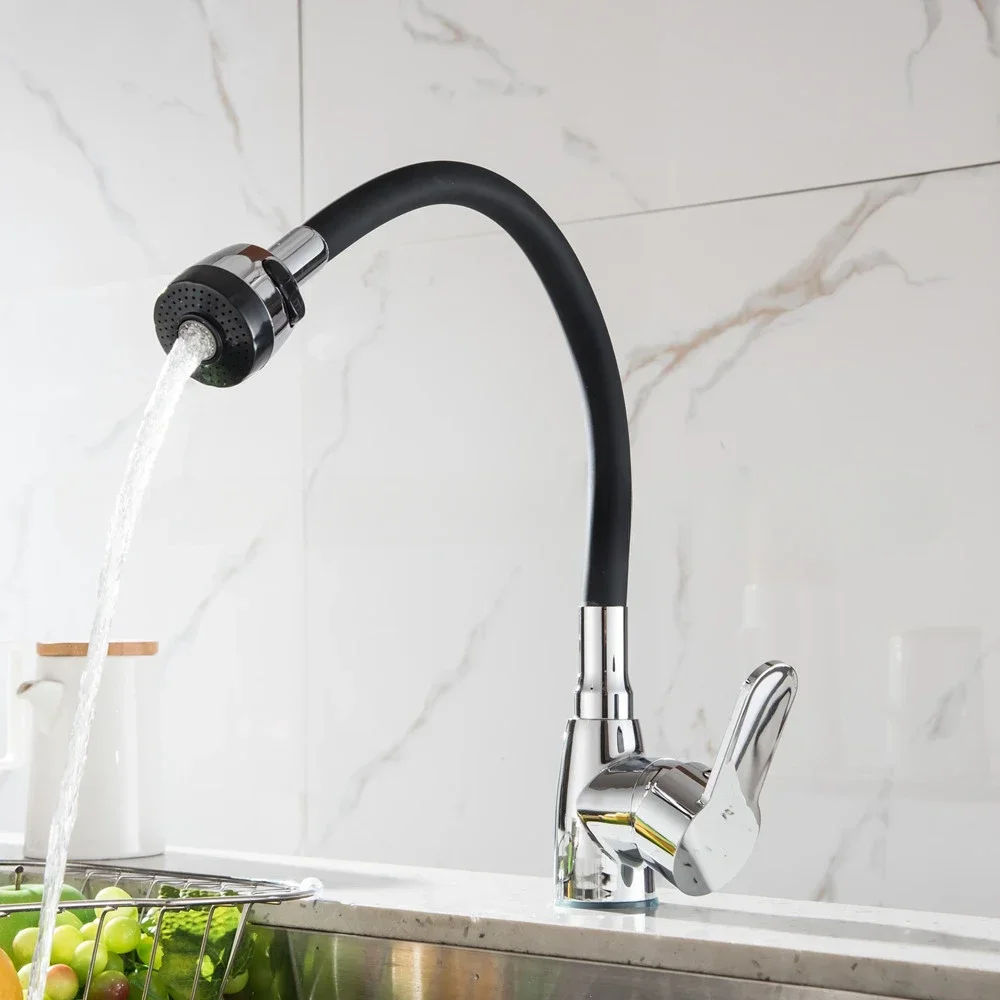 360° Rotation Kitchen Faucet Household Single Handle Sink Basin Faucet 2 Modes Spray Hot and Cold Mixing Tap Bathroom Faucets