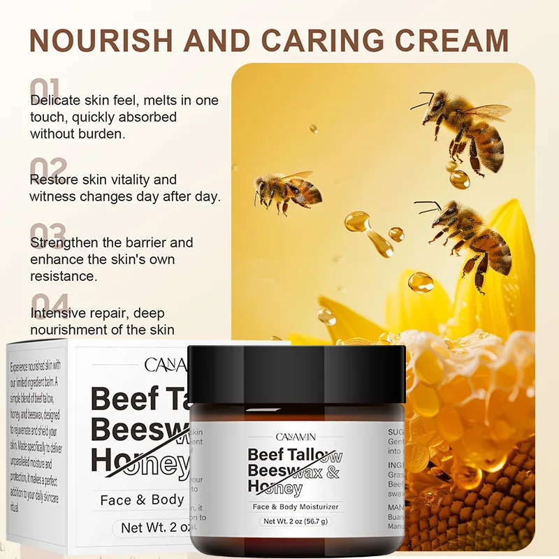 

Beef Tallow Beeswax and HoneyMoisturizing and Hydrating Honey Cream