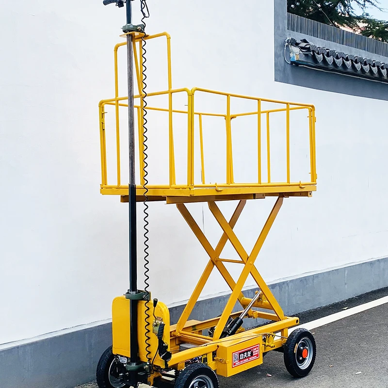 Electric vehicle four wheel lifting and handling flat lifting truck handle orchard mushroom and vegetable picking farm