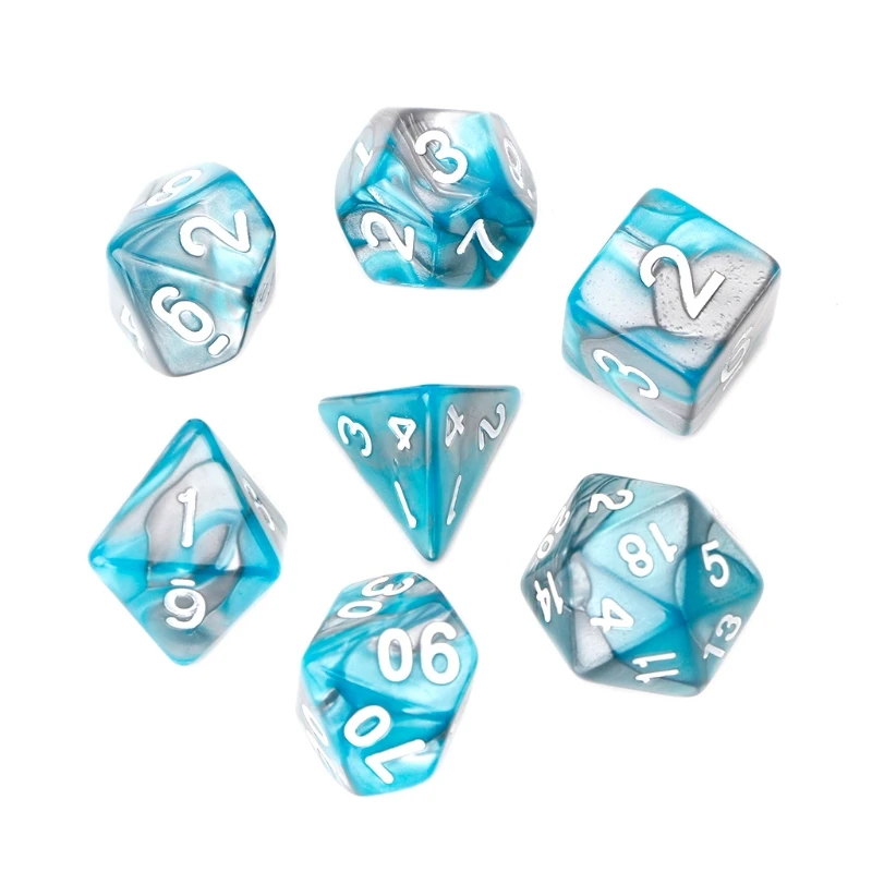 7 unids/set dados poliédricos acrílicos para juego TRPG D4-D20 E56D