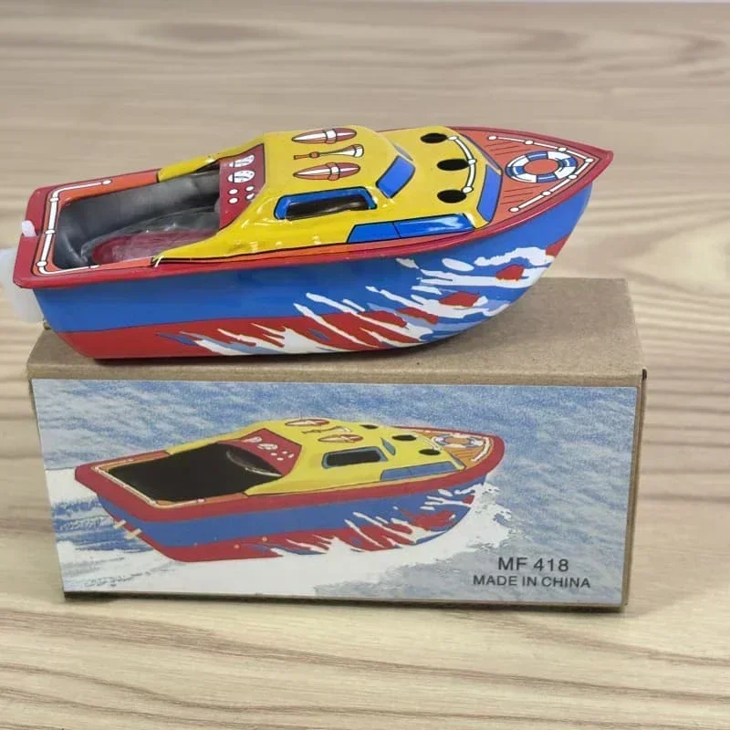 

[Funny] Adult Collection Retro Wind up toy Metal Tin The steam boat Ship Mechanical Clockwork figures model kids gift