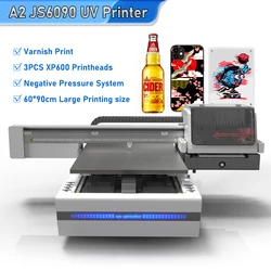 UV Flatbed Printer 60*90cm With 3pcs XP600 Printhead For Pen Wood Bottle Printing Large Format UV Printer A1 UV Printing Machine