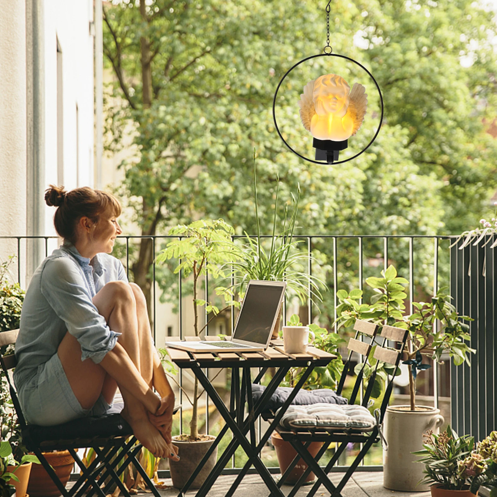 

Hanging Light Hanging Solar Lamp Powered Angel Lawn nament Durable Material Outdoor Garden Decoration LED Pathway