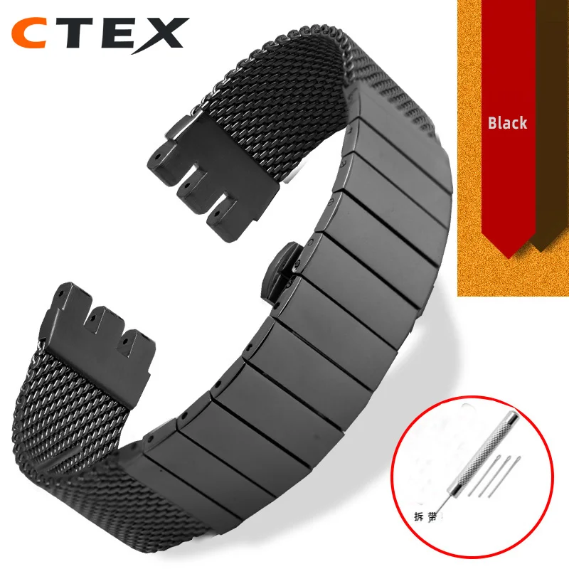 YCS443G الرجال المعصم حزام 19 مللي متر 20 مللي متر 21 مللي متر حزام (استيك) ل سواتش واتشباند غرامة الفولاذ المقاوم للصدأ للطي مشبك معدني شبكة حزام