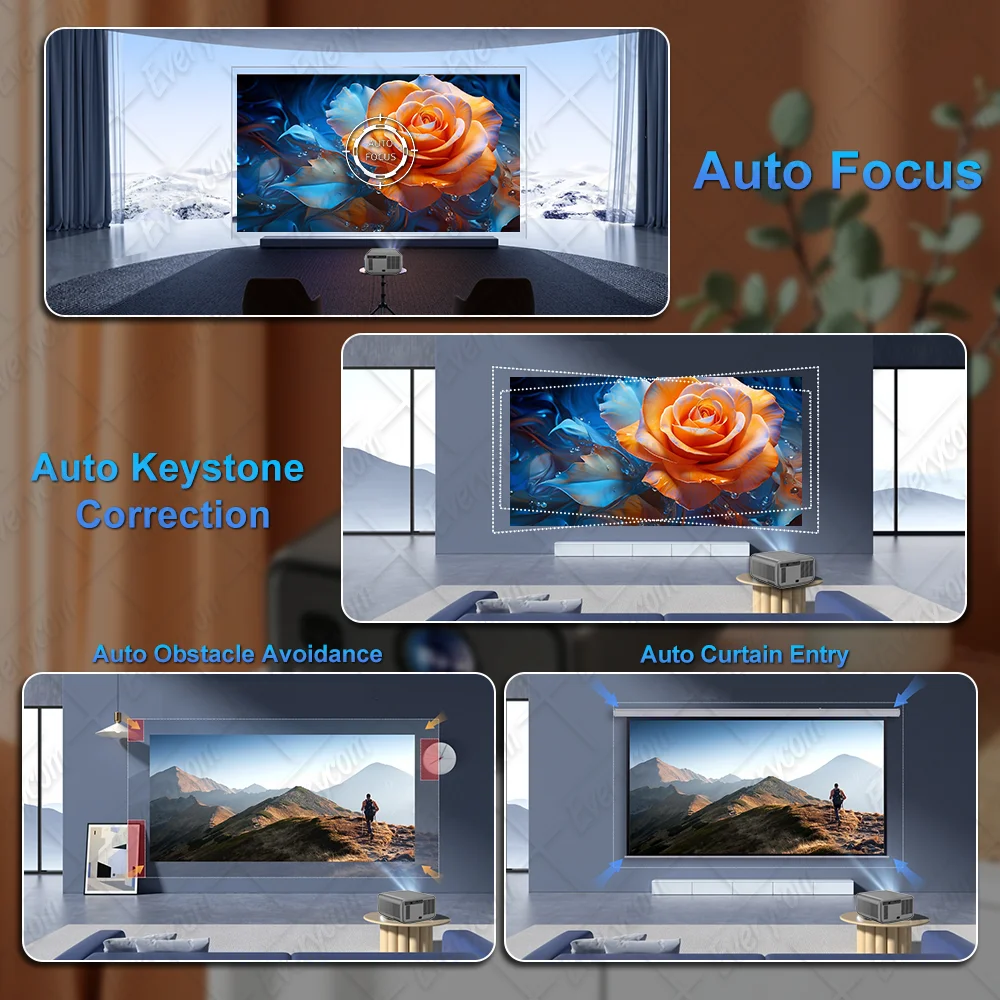 Proyektor 1080P 4K Auto Fokus 3D Home Theater Video Proyektor 4K Projecteur Android 4k Projector