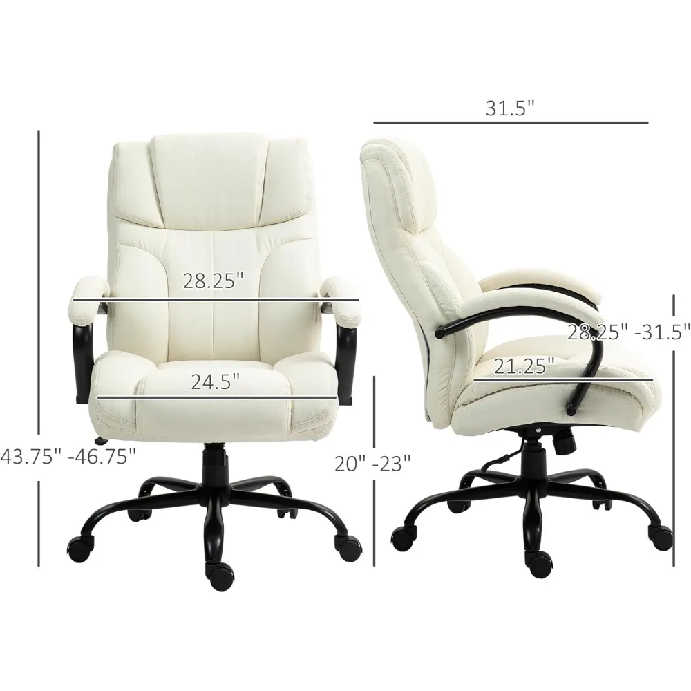 Vinsetto Silla de oficina grande y alta de 500 libras con asiento ancho, silla ejecutiva de escritorio para computadora con altura ajustable, ruedas giratorias y
