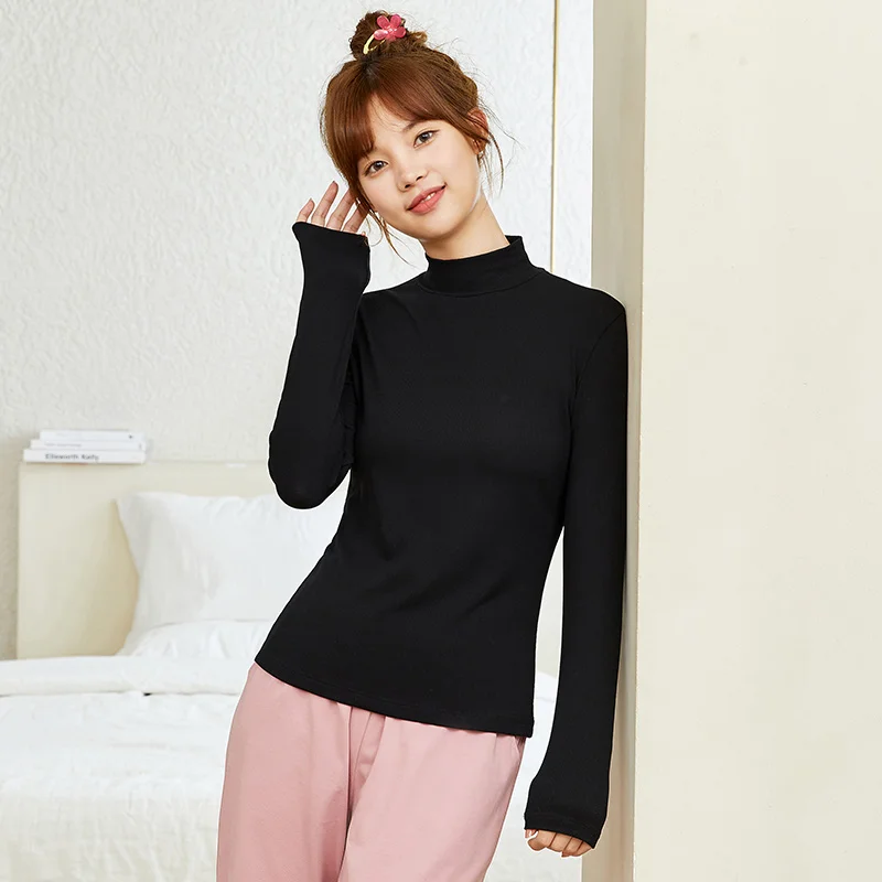 Semir Bottoming Shirt Women New Winter Half Turtleneck Chic Solid Color Autumn Inner Long-Sleeved T-Shirt