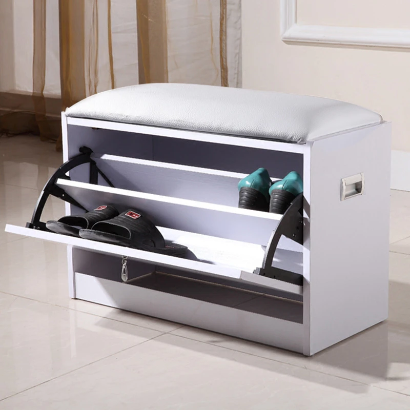 

Flip bucket shoe changing stool Small size doorway soft bag White cushion Flip bucket shoe changing stool changing shoe stool