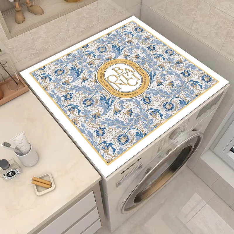 Retro Printed Washing Machine Cover Refrigerator Dust Pad Microwave Fridge Protecor Dry Mat Decorative Table Cloth Home Decor