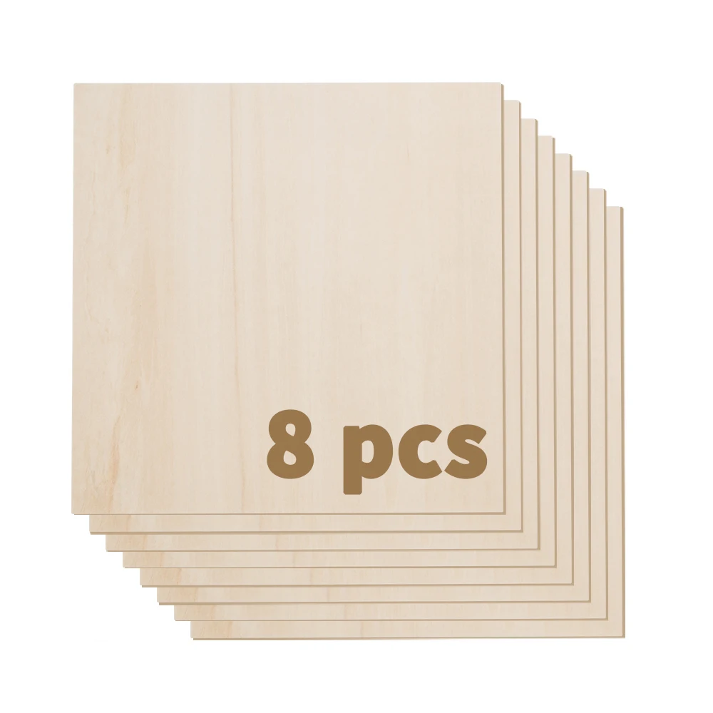 8PCS Basswood Plywood 100mm/300mm for TTS  Engraver  Wooden Plate Material DIY Cutting for Engraved Key Chain/Horoscope