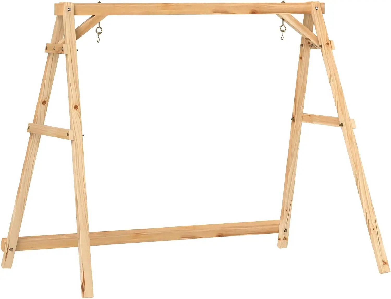 

770lbs Porch Swing Frame, Heavy Duty A-Frame Wooden Swing Stand with Reinforced Bars, Freestanding Hanging Chair Stand Only