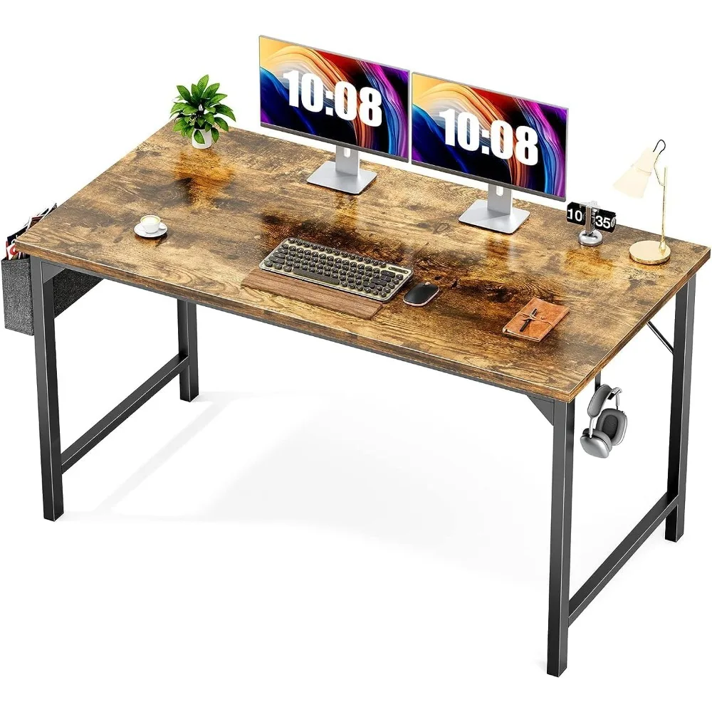 

Sweetcrispy Computer Desk-Office 48Inch Writing Work Student Study Modern Simple StyleWooden Table,Storage Bag&Iron Hook,Home