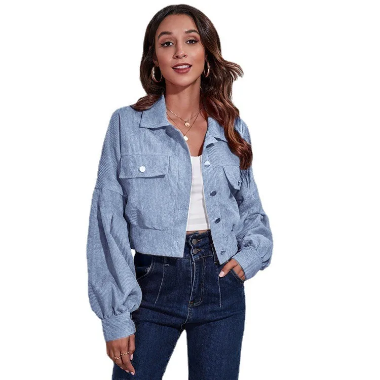 Loose Fit Long Sleeve Coat Short Length Elegant Professional with High Temperature Setting Pleated Detail Women Autumn Jacket