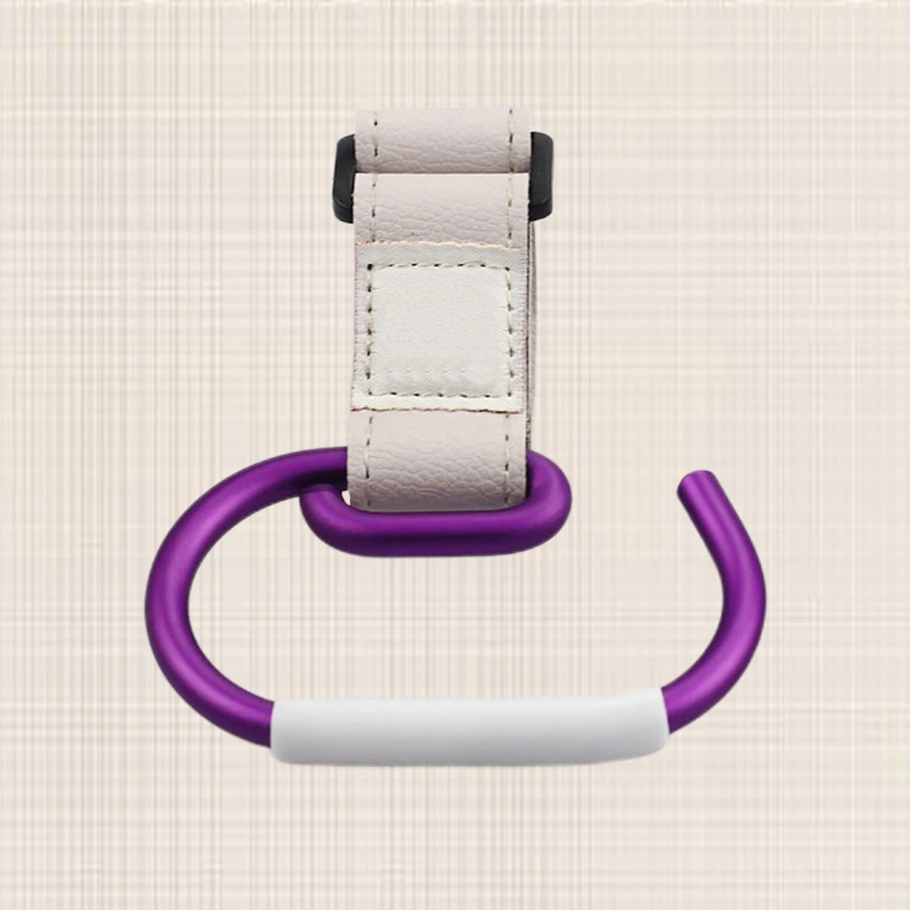 Gancho para cochecito de bebé, gancho para cochecito de alta resistencia, organizador de accesorios para cochecito, bolsas para pañales colgantes, bolso, carrito, uso en bicicleta, color morado