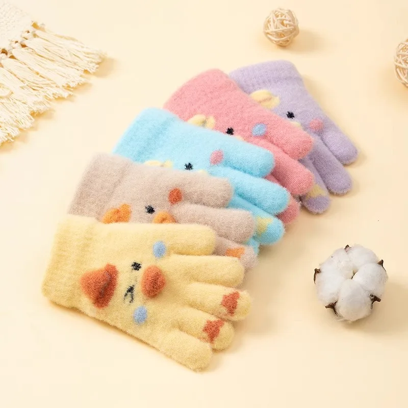 قفازات محبوكة على شكل بطة كرتونية لطيفة للأطفال من سن 3 إلى 9 سنوات مقاومة للبرد ناعمة ومريحة للاستخدام الخارجي والمنزلي #1