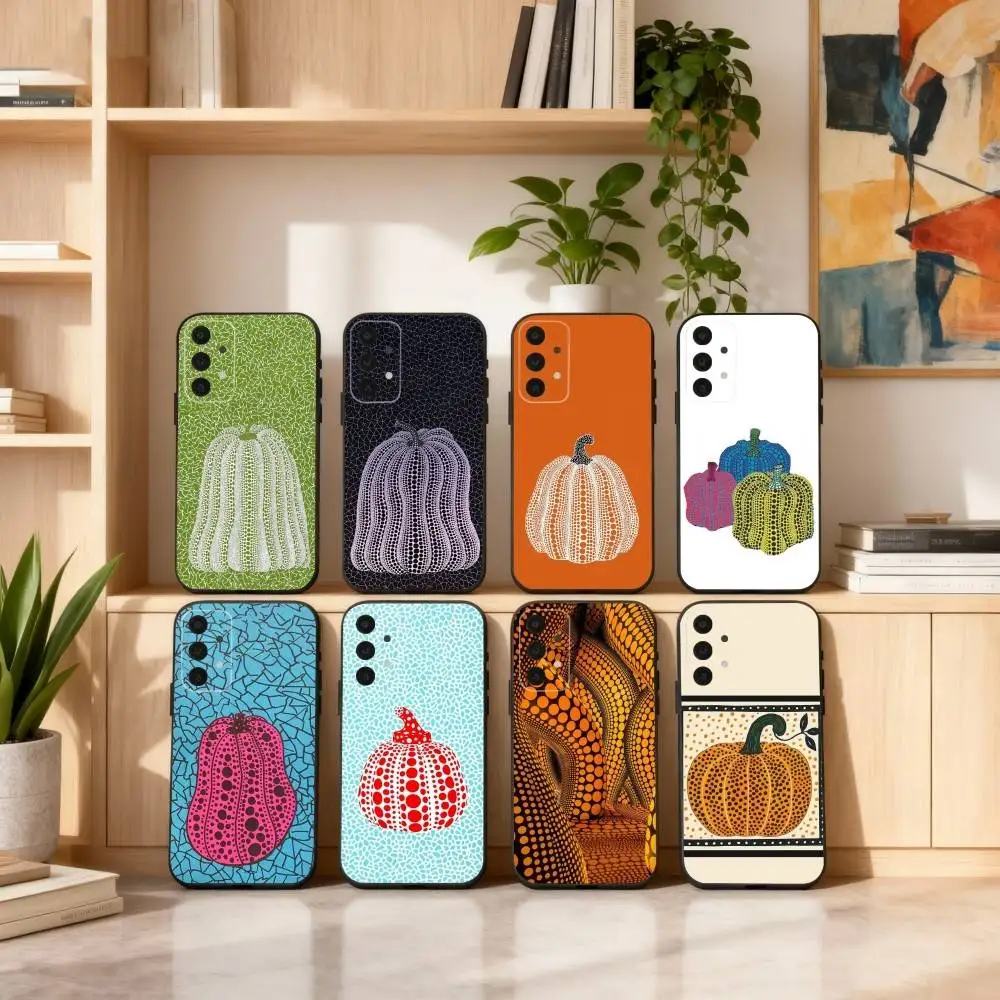 

Y-Yayoi Kusama Pumpkin Phone Case For Samsung S25,24,23,22,30,21,10,9,Ultra,Plus,Lite,FE,4,5 G Soft Black Case