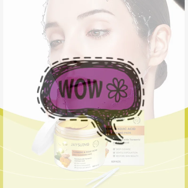 Turmeric Kojic Cleansing Pads for Face Exfoliating Sponges Fade Dark Spots Oil Control Shrink Pores Brighten Cleanser Skin Care