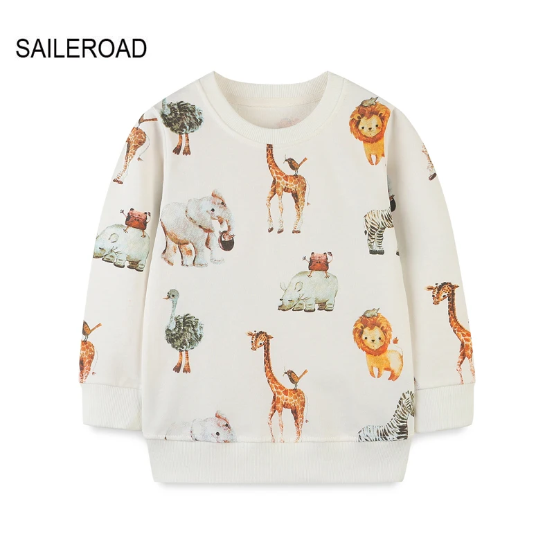 SAILEROAD 2022 New Boys 2-7 Years Clothes Cotton Outerwear Cartoon Animals Baby Tops Girls Kids Toddler Hoodie Sweatshirts