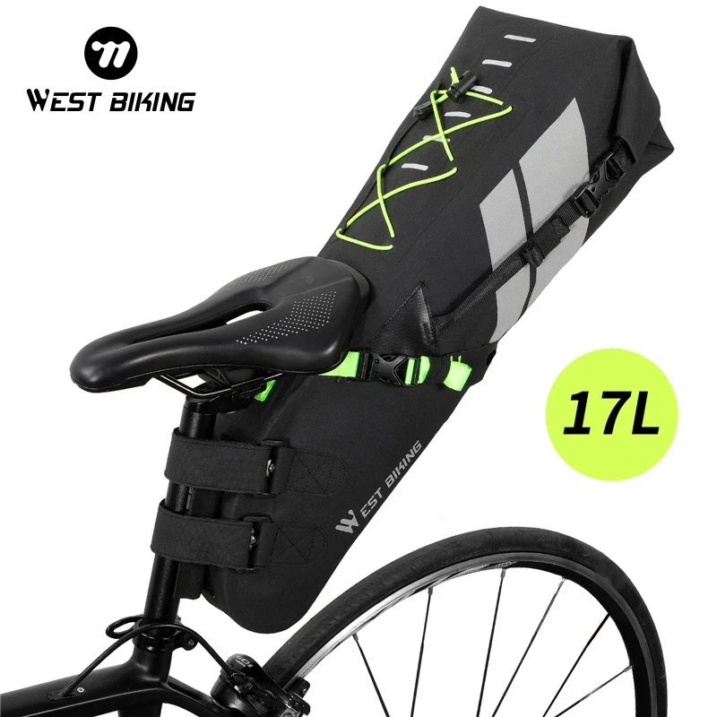 

WEST BIKING New Cycling Tail Bag Large Capacity 10L/17L Saddle Bag Waterproof Reflective Foldable MTB Road Rear Saddle Trunk Bag