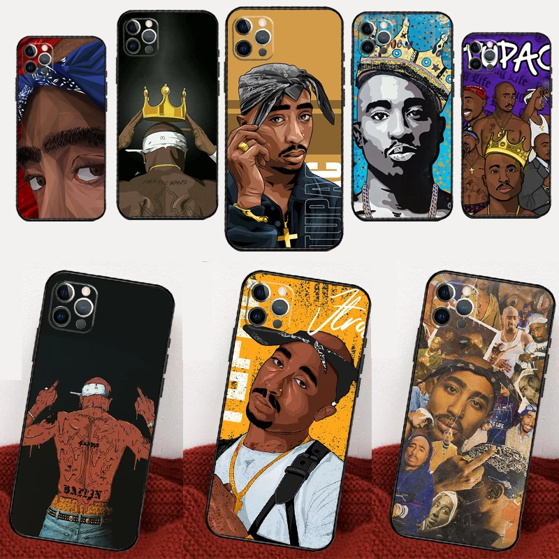 Rapper T-Tupac Shakur Phone Case For iPhone 16 15 13 11 12 14 Pro Max Mini XR X XS Max 6S Plus Cover