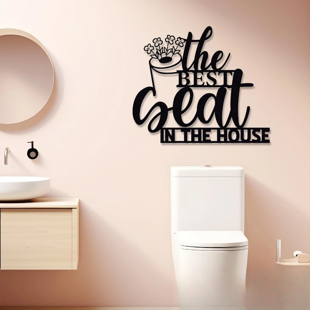 BRAND 1pc Metal Wall Art Funny Bathroom Decor Modern Iron Toilet Humor Sign Rustic Hanging Ornament