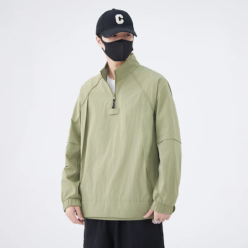 

Мужская толстовка с воротником-стойкой на молнии, с длинным рукавом, базовая модель, весна-осень, модная, новинка 2025 года, стильный топ