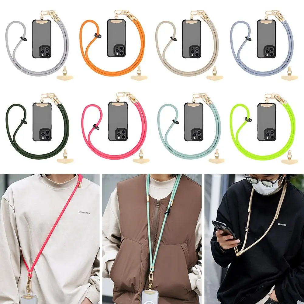 Universal Phone Lanyard Fashion Polyester Adjustable Phone Case Chain Straps With Stainless Steel Clip Keychain