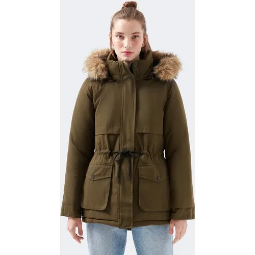 Women's Furry Green Khaki Coat Coat Winter מעיל куртка manteau Wintermantel Jacket Unisex 2022 Women Capa コート معطف cappotto