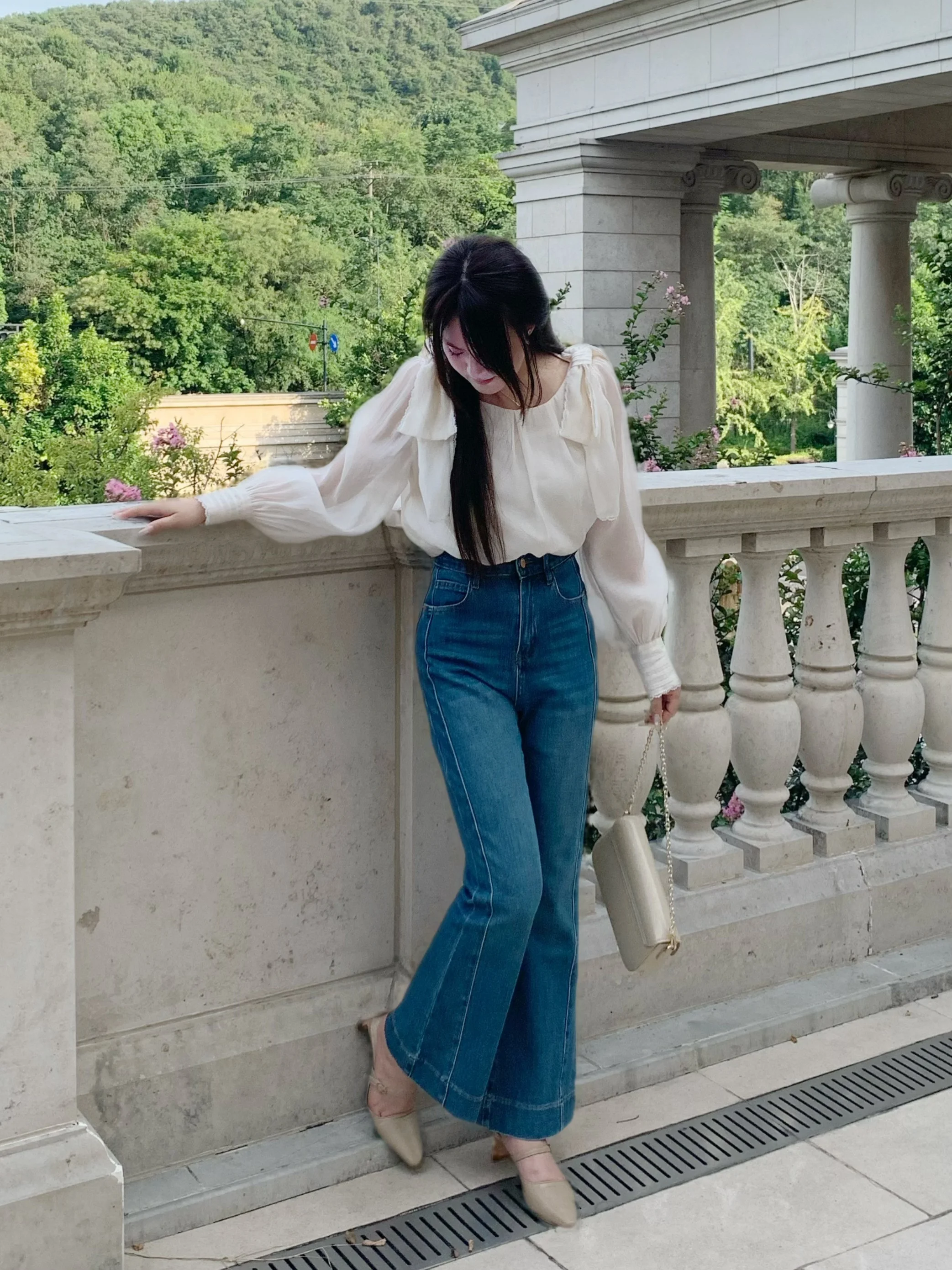 

YOSIEDOE Retro High Waist Slim Fit Denim Jeans Women's Autumn Elastic Micro Flared Long Pants Korean Style Straight Leg Jeans