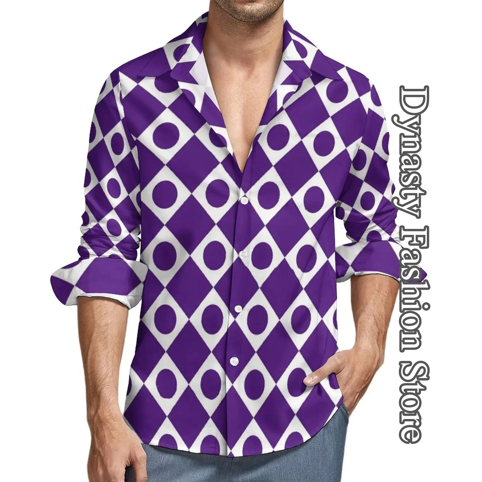 قميص رجالي مطبوع على الشبكة ، أكمام طويلة ، توبات بأزرار ، أزياء كاجوال يومية ، ملابس عصرية للذكور ، ملابس الشارع الكلاسيكي ، الربيع ، الخريف #5