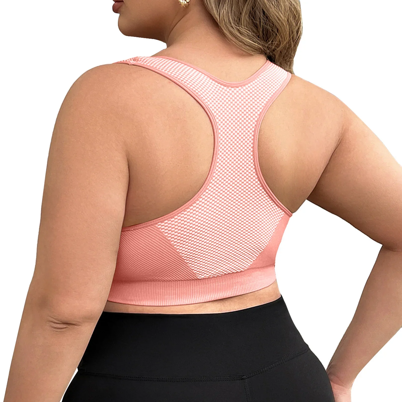 L-3XL حجم كبير الرياضة اليوغا الصدرية المرأة سلس مثير رفع سترة لياقة بدنية التباين اللون U الرقبة تجريب Racerback تانك القمم