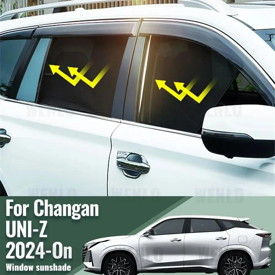 

For Changan UNI-Z 2024 Side Baby Window Sun Shade Visor Magnetic Car Sunshade Shield Front Rear Windshield Frame Curtain