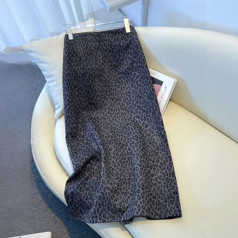 

Leopard Print Midi Skirt for Women, and Winter Slimming Elegant Straight Skirt, A-Line Skirt, Bodycon Skirt