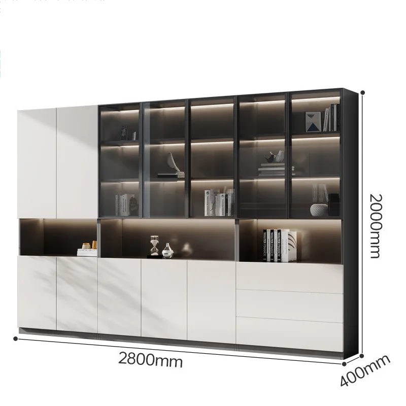Modern simple white cabinet, office documents, boss background large-capacity filing cabinet