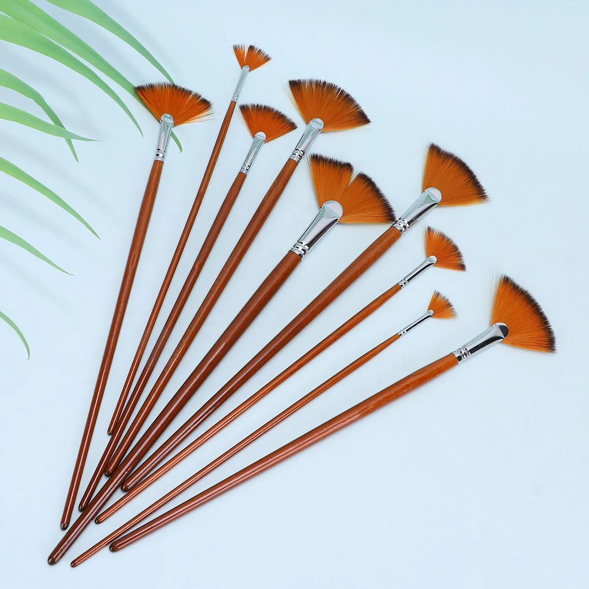 9Pcs Eco Friendly Pen Brushes Set Wood Handle Copper Ferrule Nylon Wool Bristles Oil Art Brush Kit for Amateur Painters Drawing