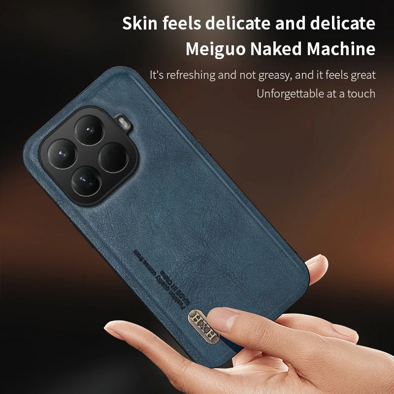 حافظة حلقية مغناطيسية مدمجة من الجلد بتصميم كلاسيكي لهاتف Xiaomi 15T Pro