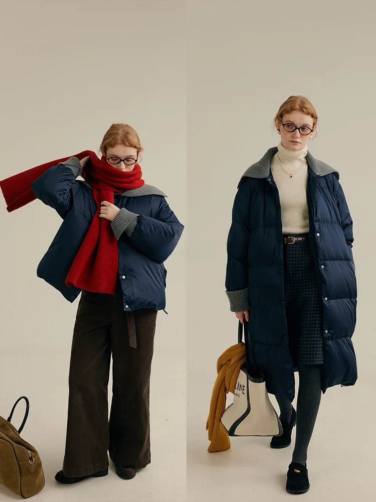 

Зимнее пальто LITLECOT Night Blue White Du, новое, стеганое, с пэчворком, теплая верхняя одежда, длинное