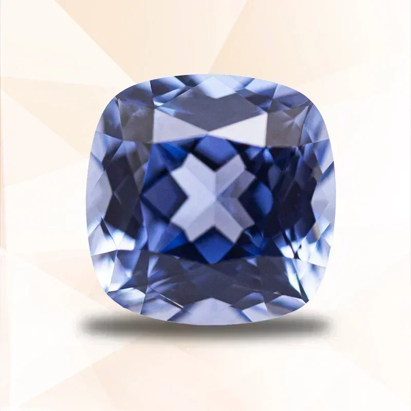 

Top Lab Grown Sapphire Cornflower Color Square Cushion Selectable AGL Certificate Charms Beads For Diy Jewelry Making