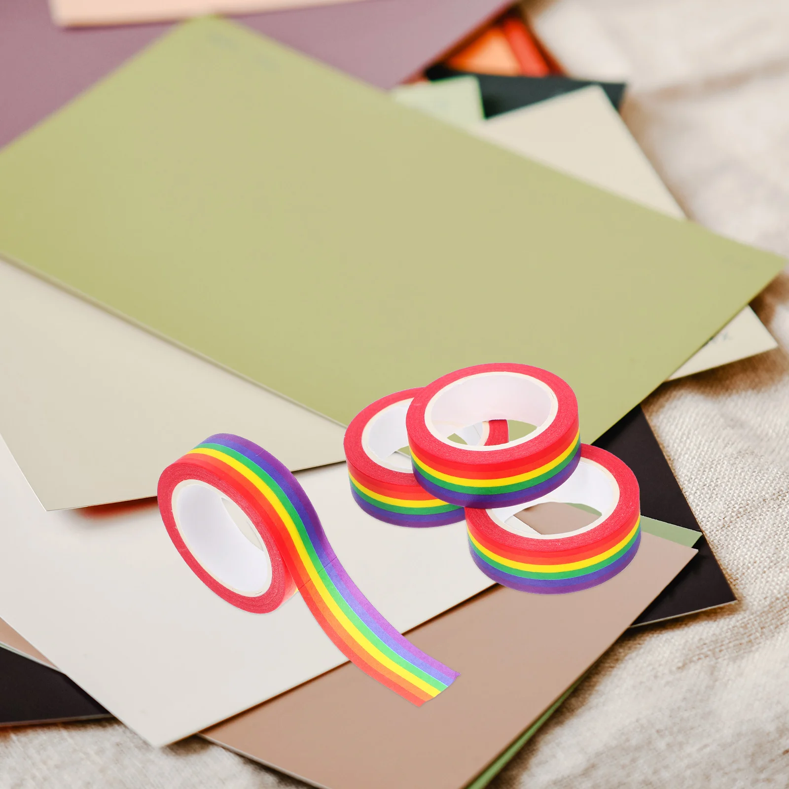 4 Buah Selotip Washi Bendera Pride Pelangi 15mmx10m Selotip Dekoratif untuk Scrapbooking DIY Planner Notebook Stiker Gay Pride Party Favor