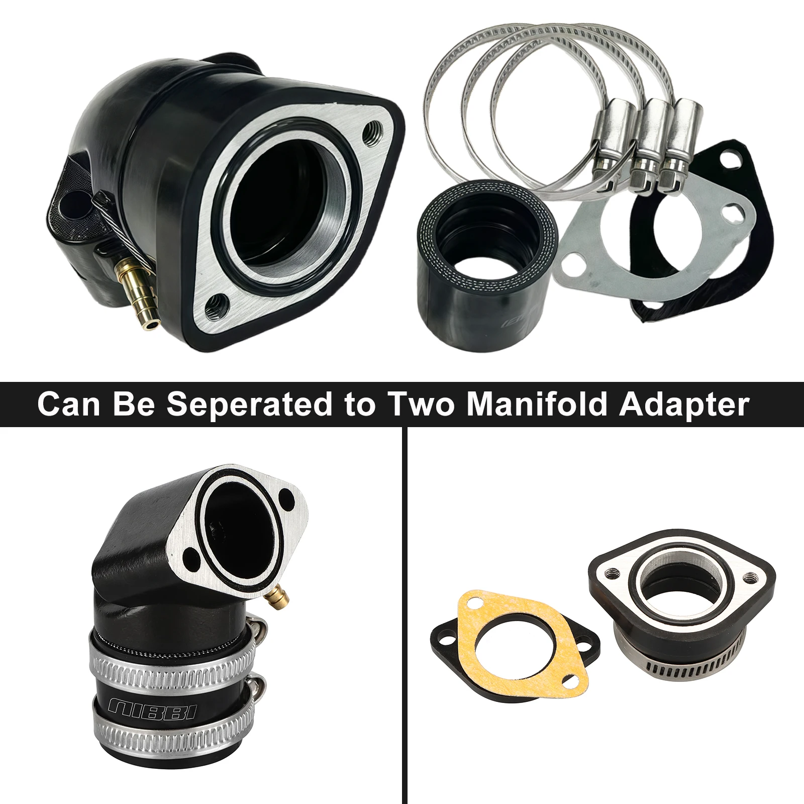 NIBBI CNC GY6 Ansaugkrümmer PE-Flansch Vergaseradapter passend für 50cc-300cc Roller GY6 Motor Schnittstelle Motorrad Tuningteile – Detail 4