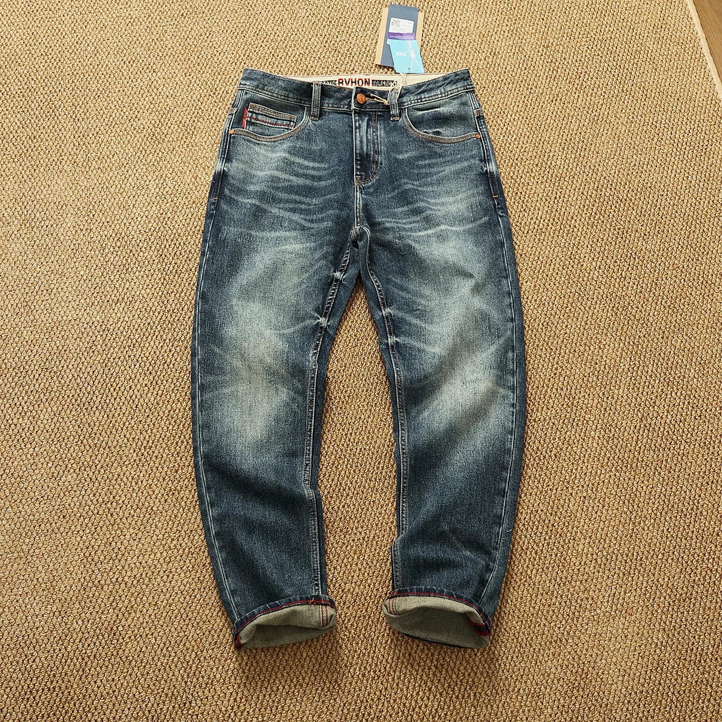 2025 Autumn New American Retro Heavyweight High-end Comfort Jeans Men's Fashion 97% Cotton Washed Old Straight Casual Pants