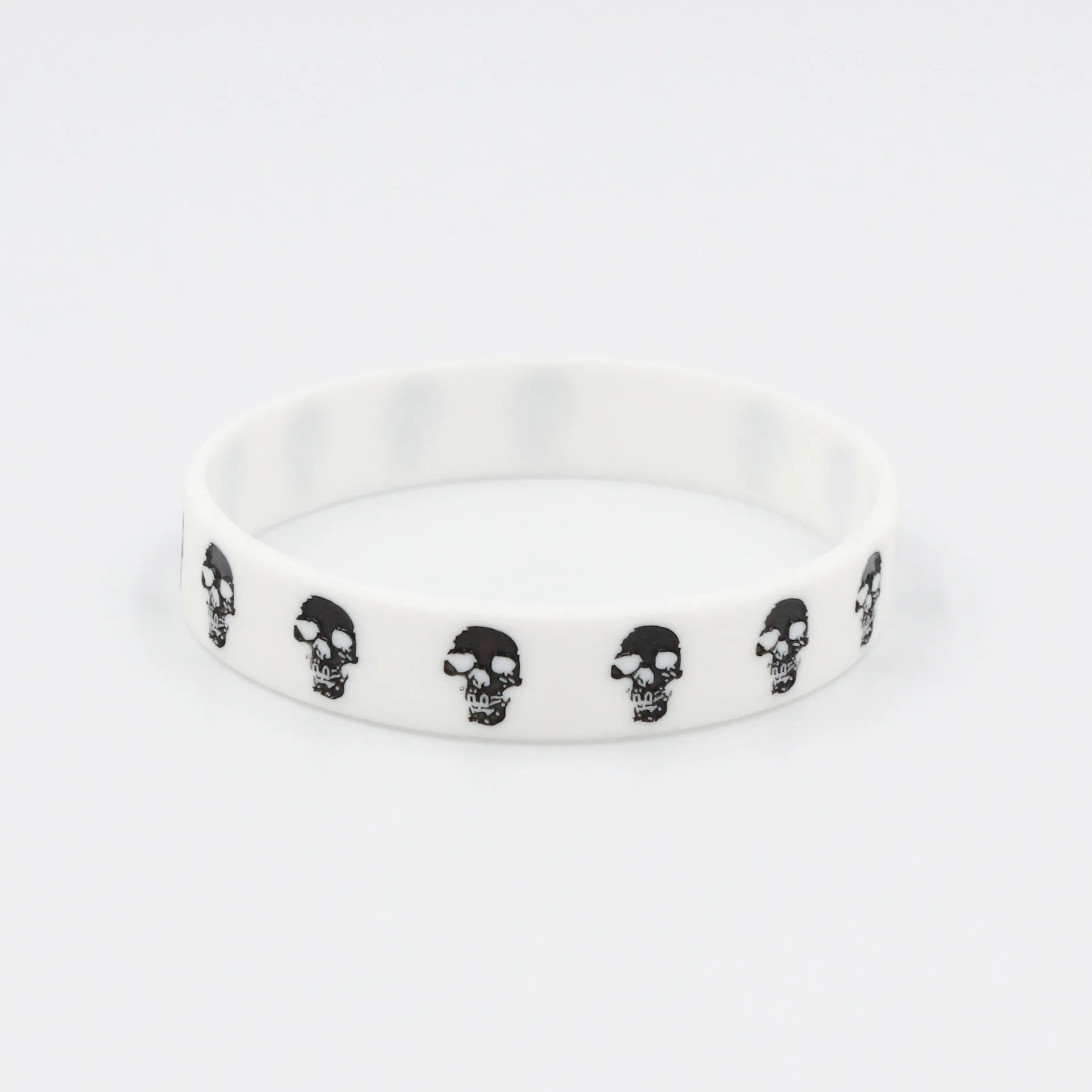 1PC New Casual Skull Silicone Rubber Wristband Sports Black White Bracelets&Bangles Hiphop Skeleton Band Women Men SH365