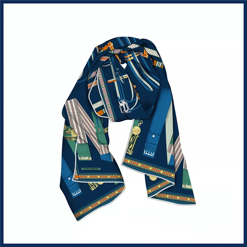 الفاخرة مصمم حك وشاح 150 سنتيمتر 40 شالات طويلة امرأة الأوشحة للرقبة إكسسوارات الشعر حزام حقيبة الديكور هدية الكريسماس #5