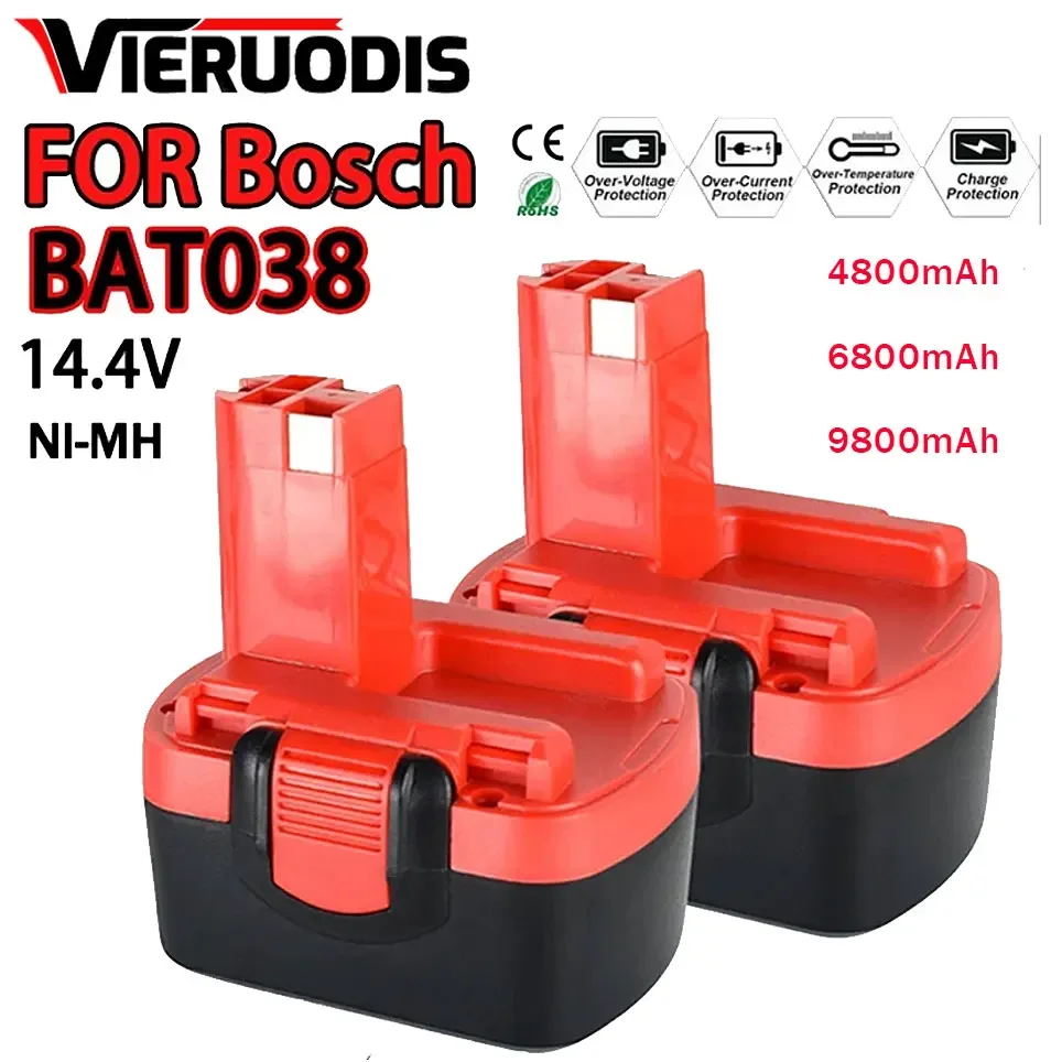 9800mAh 6800mAh 4800mAh 14.4V Battery For BOSCH BAT038 BAT040 BAT140 BAT159 BAT041 GSR 2607335264 14.4 Volt screwdriver battery