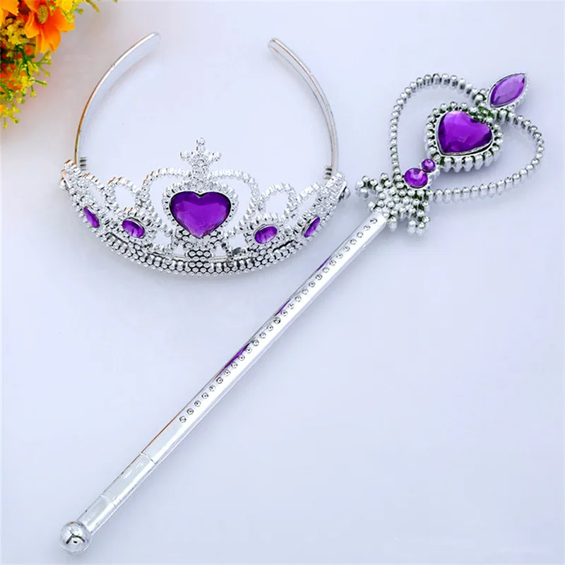 New Cute Crystal Tiara Crown Princess Crown + Magic Wand Girls Party Festival Birthday DIY Decoration Hair Accessories