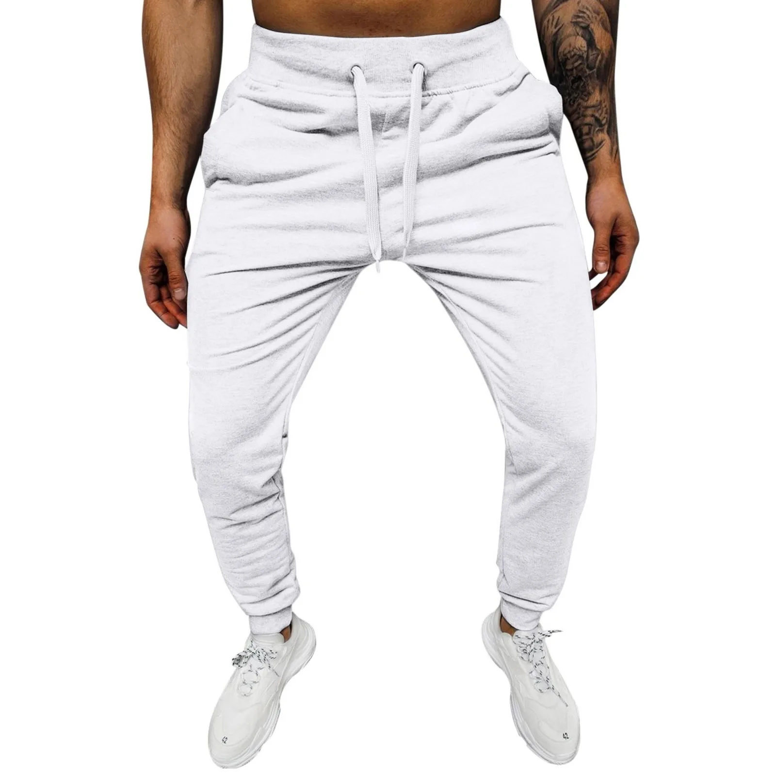 

Men's Drawstring Sweatpants Mid Waist Casual Pants For Men With Pockets Long Stilt Pants