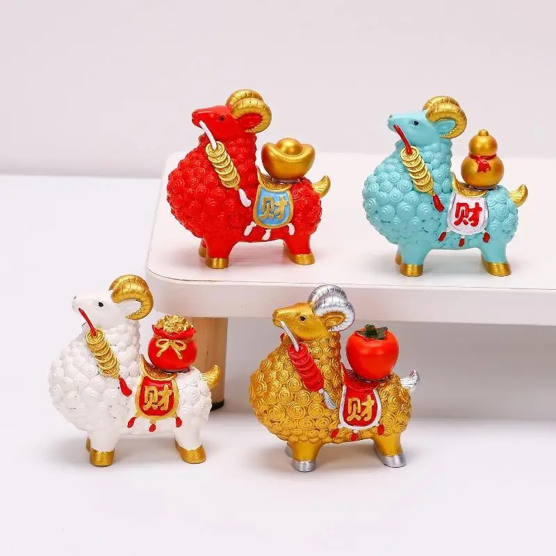 Feng Shui Goat Statue Golden Sheep Figurine Zodiac Wealth Ornament Luck Chinese