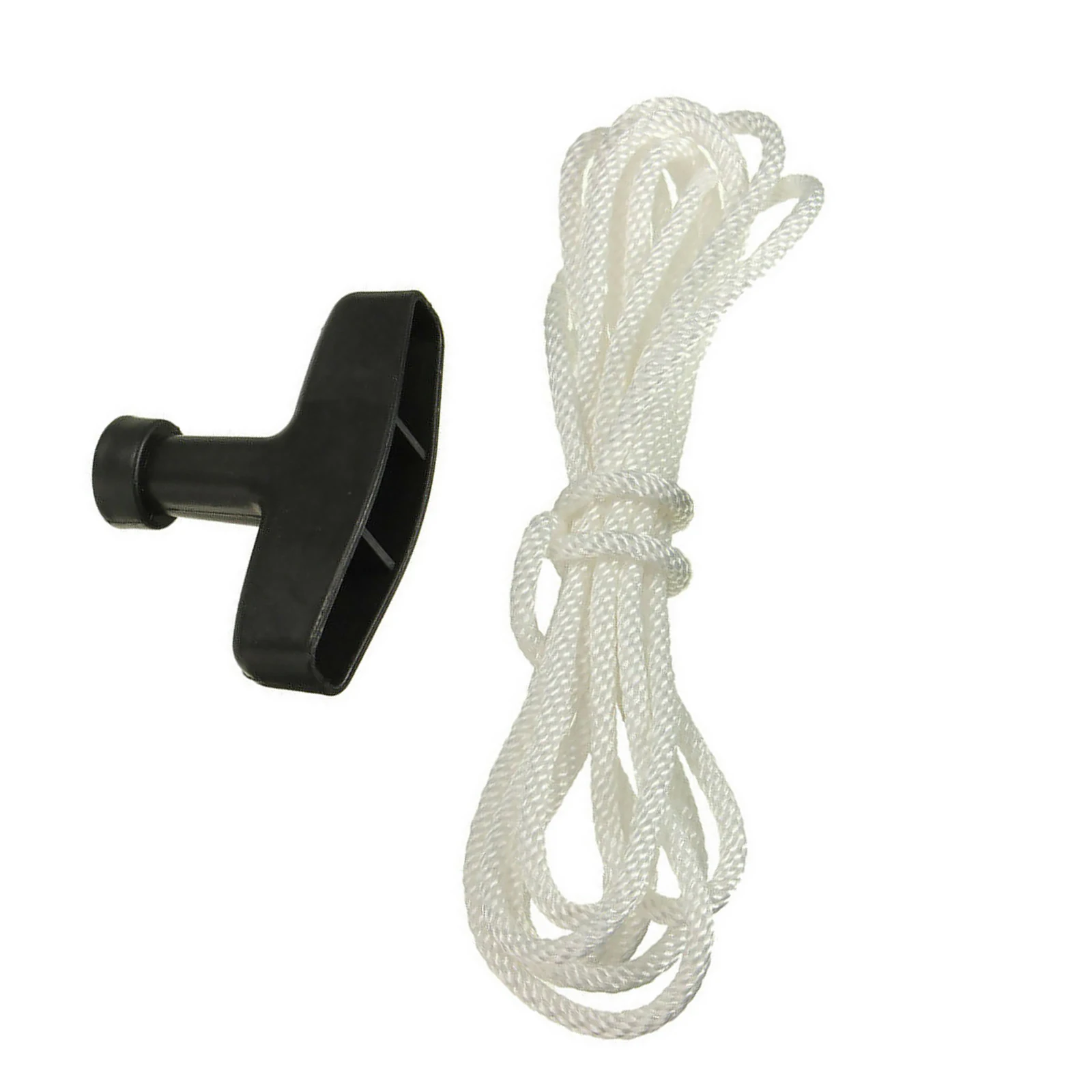 Starter Pull Cord Rope with Handle 98cm 4mm White Nylon Replacement for Petrol Lawnmower Strimmer Engine