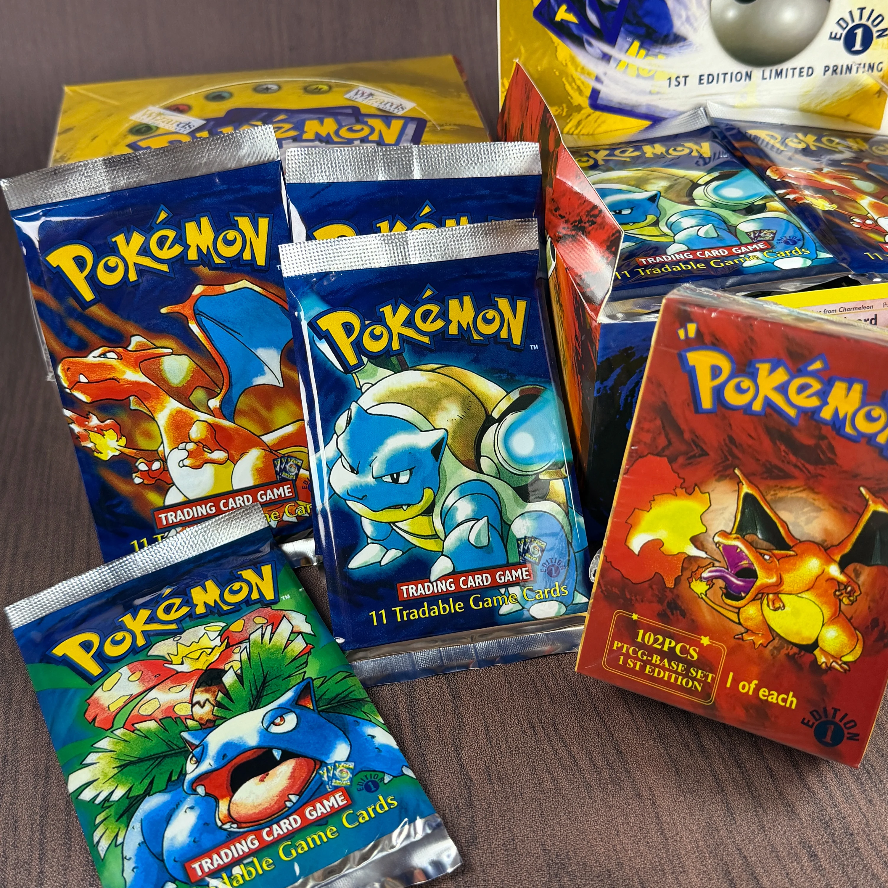 PTCG Base Set Sealed Booster Box or Complete Set - Charizard Blastoise Venusaur Holo Rare Master Collection Proxy Cards